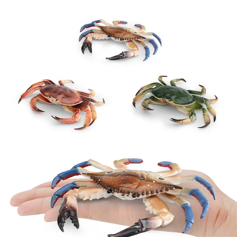 Simulation Marine Animal Crab Model Fun Three-eyed Crab Pike Crab Bread Crab Desktop Decorative Ornaments Children Toys Gifts