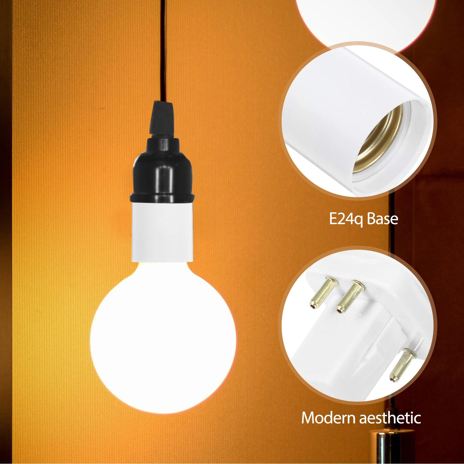 

G24Q To E27 Lamp Holder Light Bulb Converter Socket Adapter Sturdy Plastic Replacement Part For Home Office Commercial Use