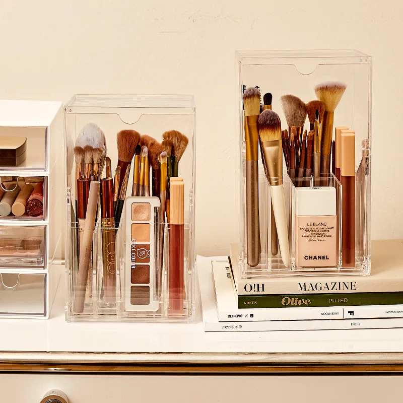 

Stackable Dressing Table, Lipstick Rack, Large-capacity Makeup Brush Storage Cylinder, Dust-proof Desktop, Cosmetics Storage Box