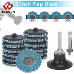 10pcs 2inch 50mm Zirconia Sanding Flap Disc Roll Lock Quick Change Discs 40/60/80/120 Grit Abrasive Tool with 1/4