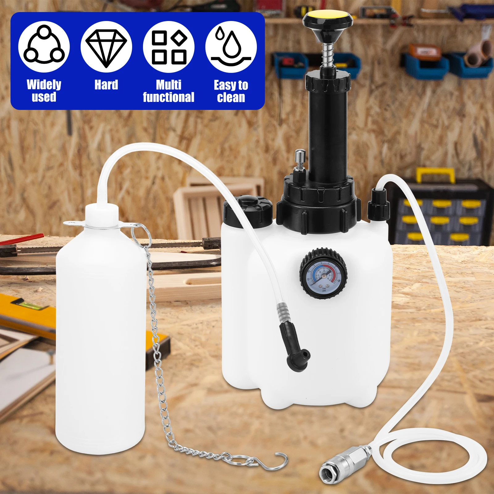 3L Pneumatic Brake Bleeder Kit, Professional Vacuum Brake Pressure Fluid Pump, Universal Car Brake Flush Machine