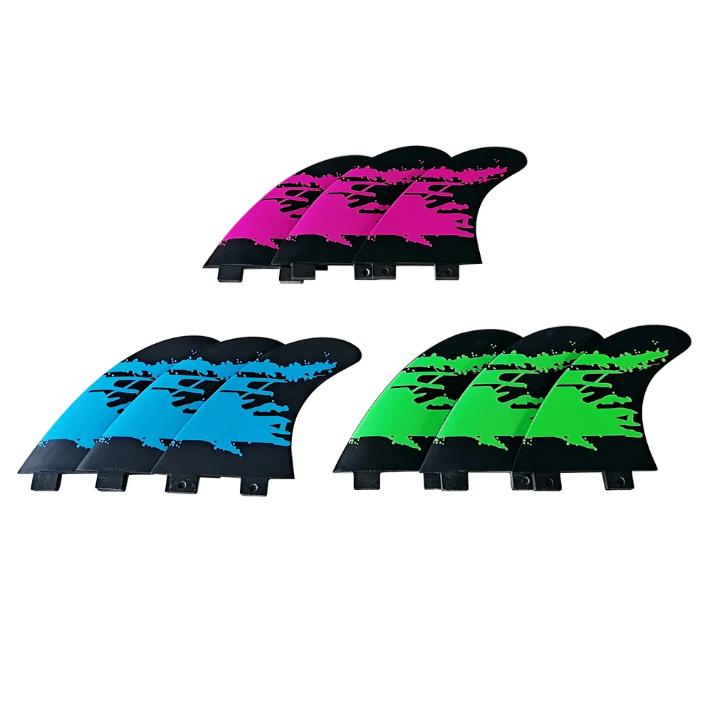 UPSURF FCS Fin SUP Board Fin Double Tabs Surf Fins M Blue/Green/Purple Honeycomb Tri Surf Fin Quilhas Fiberglass Surfboard Fins