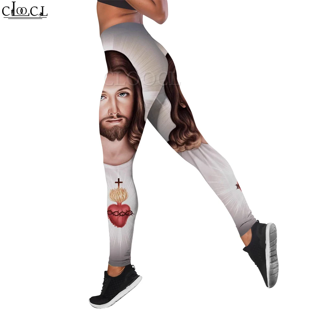 CLOOCL Sport Leggings Women Yoga Christian Jesus 3D Graphics Female Legging for Push Up Fitness Gym Outdoor Jogging Pants