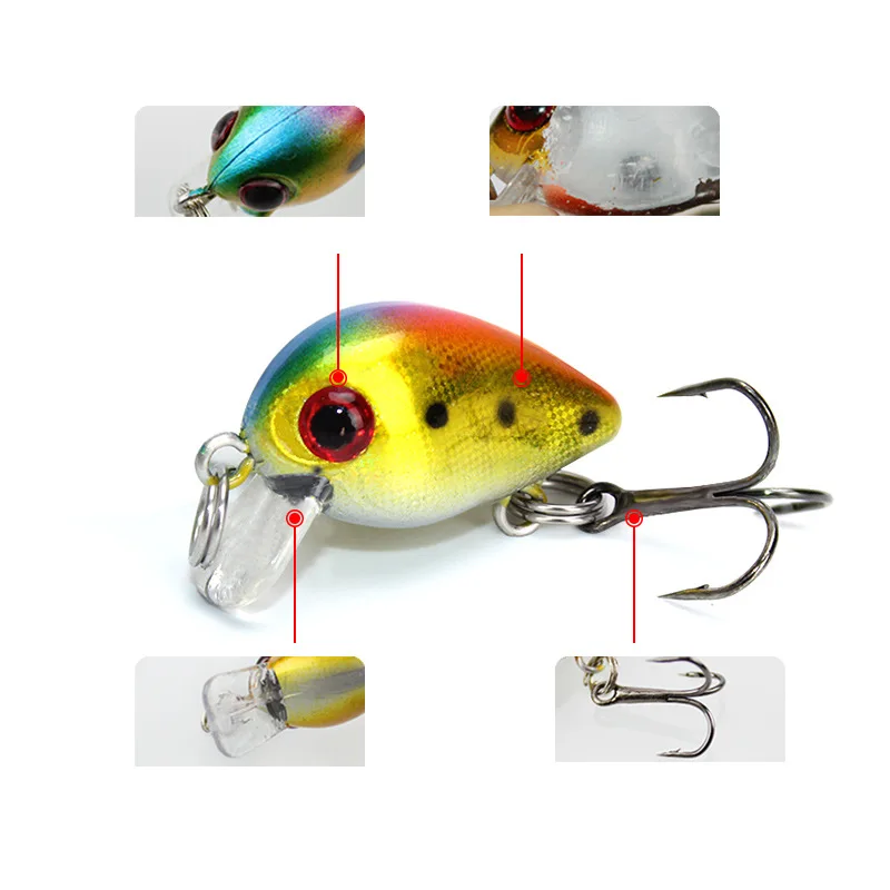 WEIHE10 teile/los Mini Crankbait Angeln Lockt 3 cm 1,5g Sinking Künstliche Harten Köder Minnow Swimbait Wobbler Karpfen Angeln Locken set – Detail 4