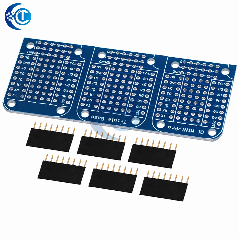 Escudo triplo para WeMos D1 Mini, Dual Sided, Perf Board para Arduino, ProtoBoard compatível