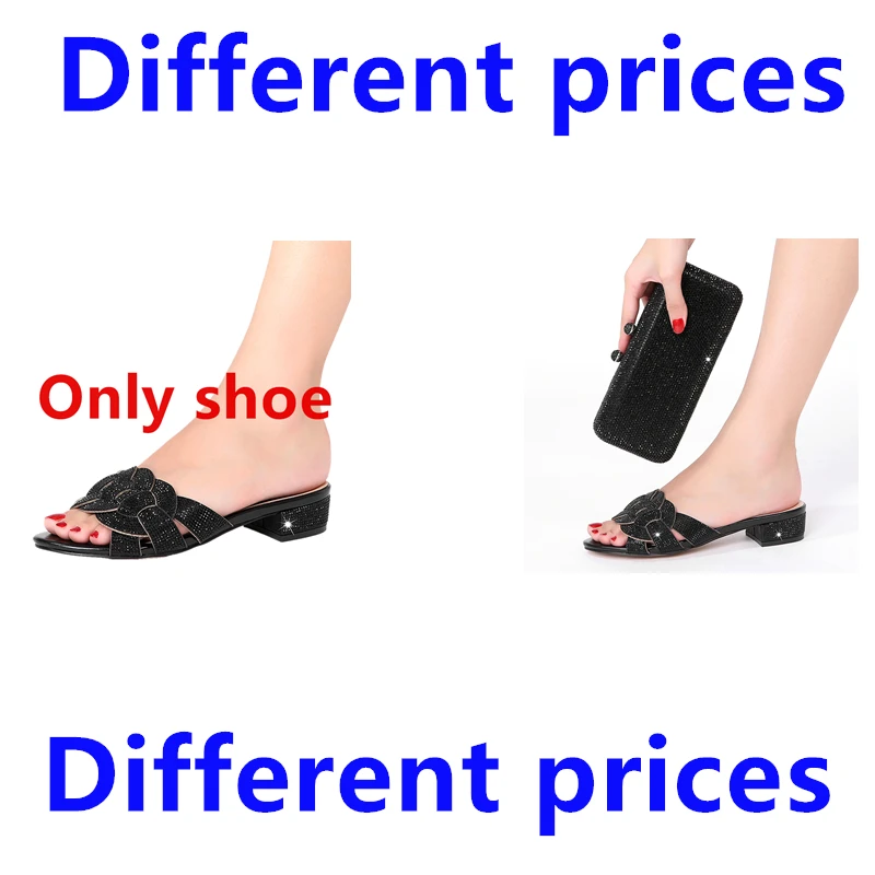 Party Wedding Shoes Women Shoes Bag Set Rhinestone Crystal Decoration Italian Design Wholesale Plus Size Summer Fashion Slippers