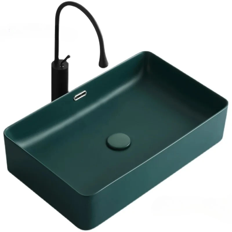 Nordic Dark Green Bathroom Sink Balcony Wash Basins Single Basin Black Ceramic Small Size Wash sink Wash Basin Pool w