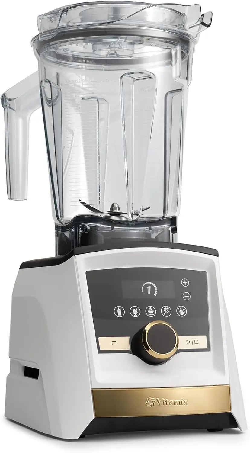 A3500 Ascent Series Gold Label Smart Blender Professional-Grade 64 oz. Low-Profile Container White with Gold Accents