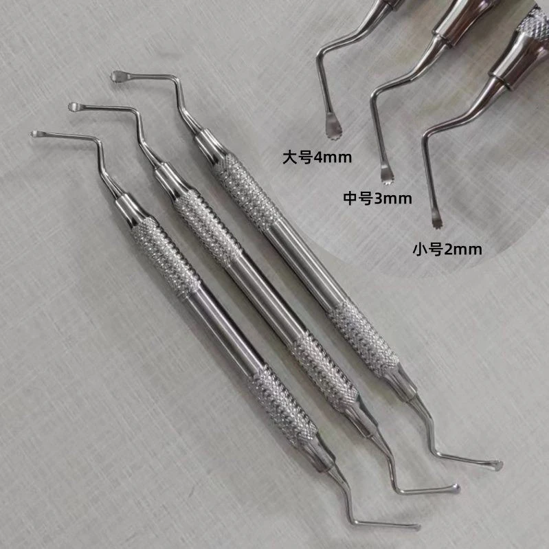 Double-Ended Dental Spoon Curette Excavator with Serrated Edge Dental Scraper Cleaner for Oral Care
