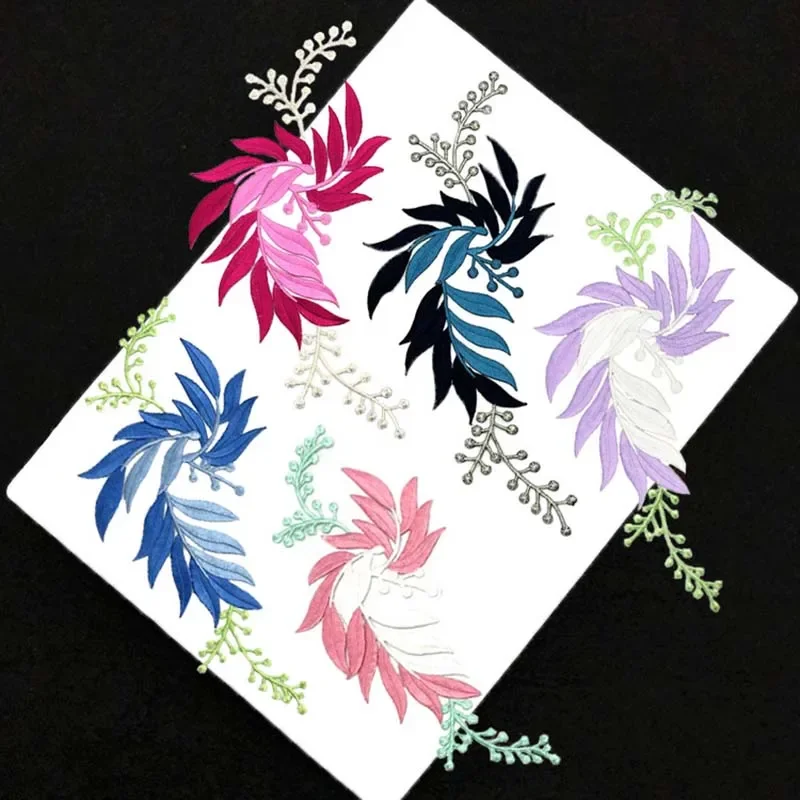 

Красочные листья, цветы, ткань, аппликация, термоклеевые наклейки для одежды, цветочная вышивка, утюг на нашивке, шитье своими руками для одежды