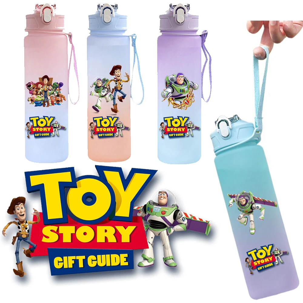 750ML Disney Toy Story Buzz Woody Gradient Color Water Cup Bottle Drinking Cup Large Capacity Outdoor Sports Drinking Bottle