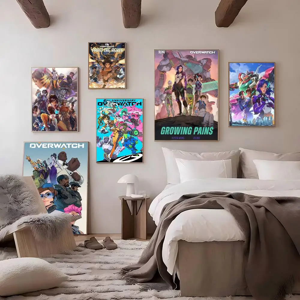Pop Game O-Overwatch Self-adhesive Art Poster Whitepaper Prints Posters Artwork Aesthetic Art Wall Painting