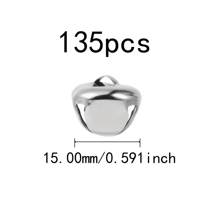135 pcs 15mm Jingle Bell Charms, Cross Shape Design, suitable for Christmas Tree Decor, Clear Crisp Sound, Silver