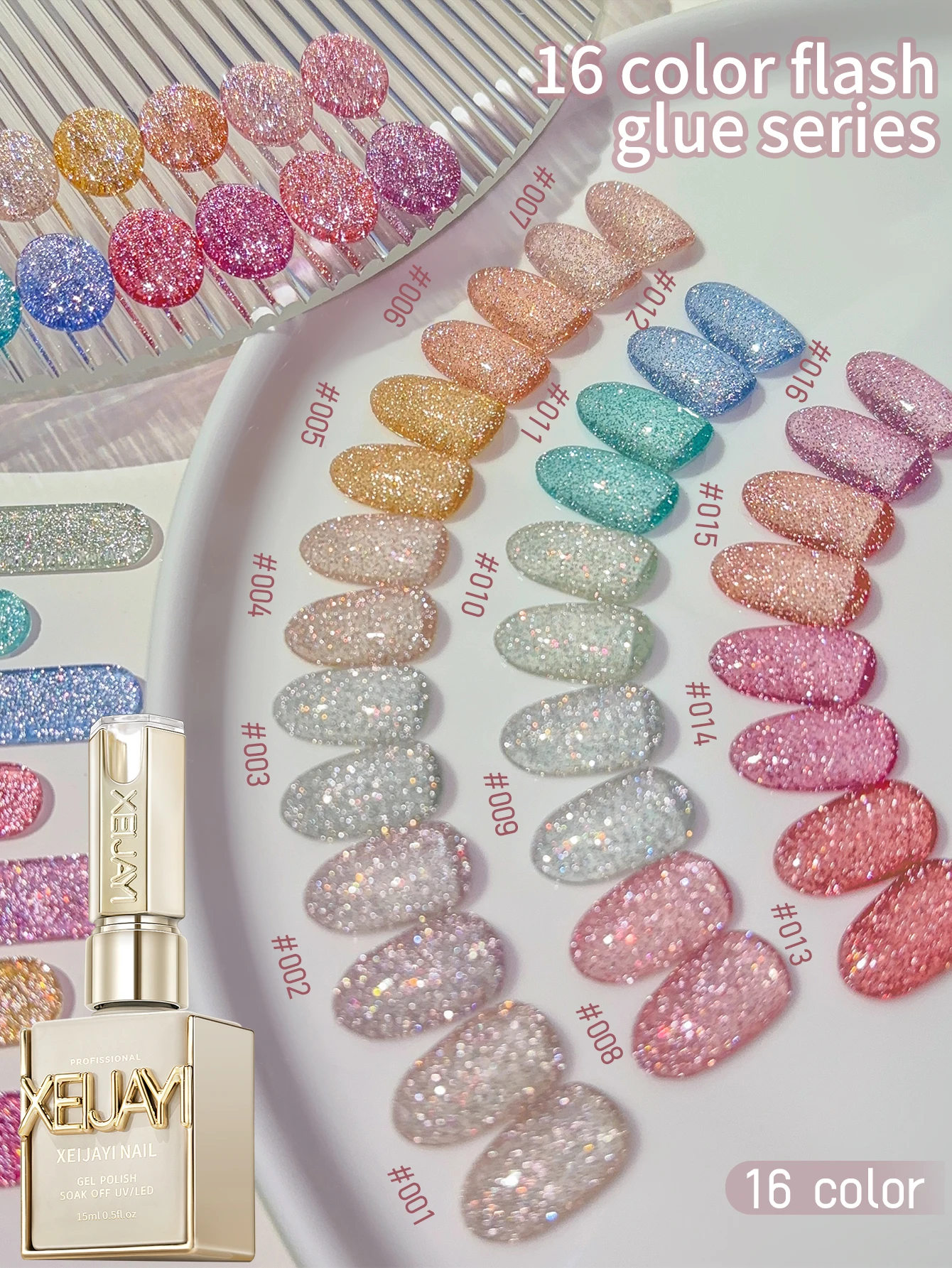 XEIJAYI 1 pieza de esmalte de uñas de Gel de 15ml, Gel de uñas de remojo LED UV, semipermanente, Gel de Arte de uñas de calidad de salón DIY para primavera y verano