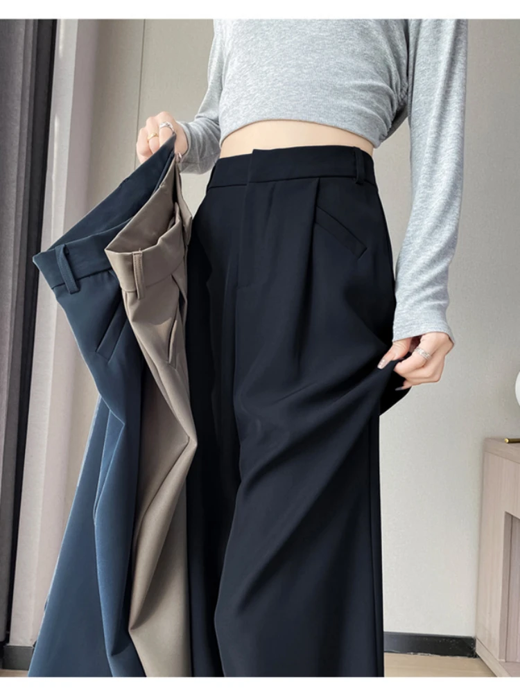 

Spring 2024 New Fashion All-Match Simple Office Suit Pants Wide-Leg Pants High Waist Narrow Straight Casual Mop Pants Women