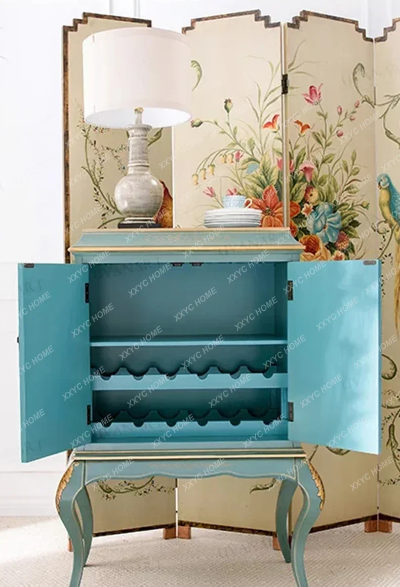 XX xzNew Chinese-style solid wood painted porch cabinet, living room decoration, storage, dining side, model room furniture