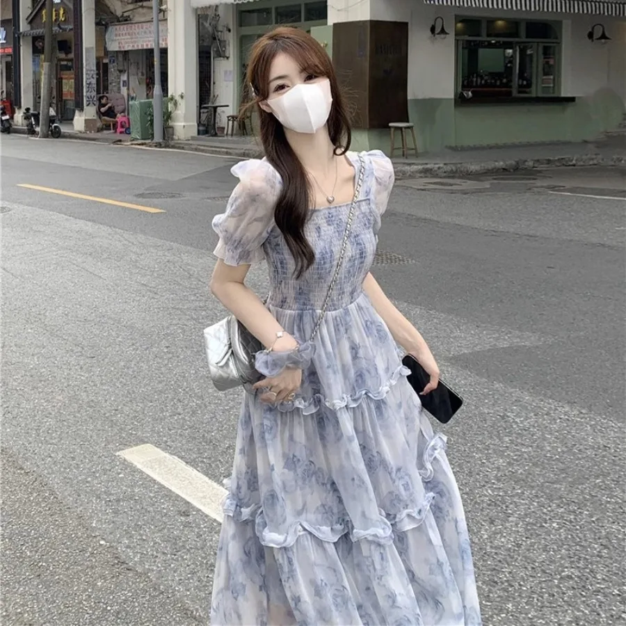 

【New style】Gentle lady style French chiffon flower dress for women 2026 spring and summer new super fairy sweet temperament lon