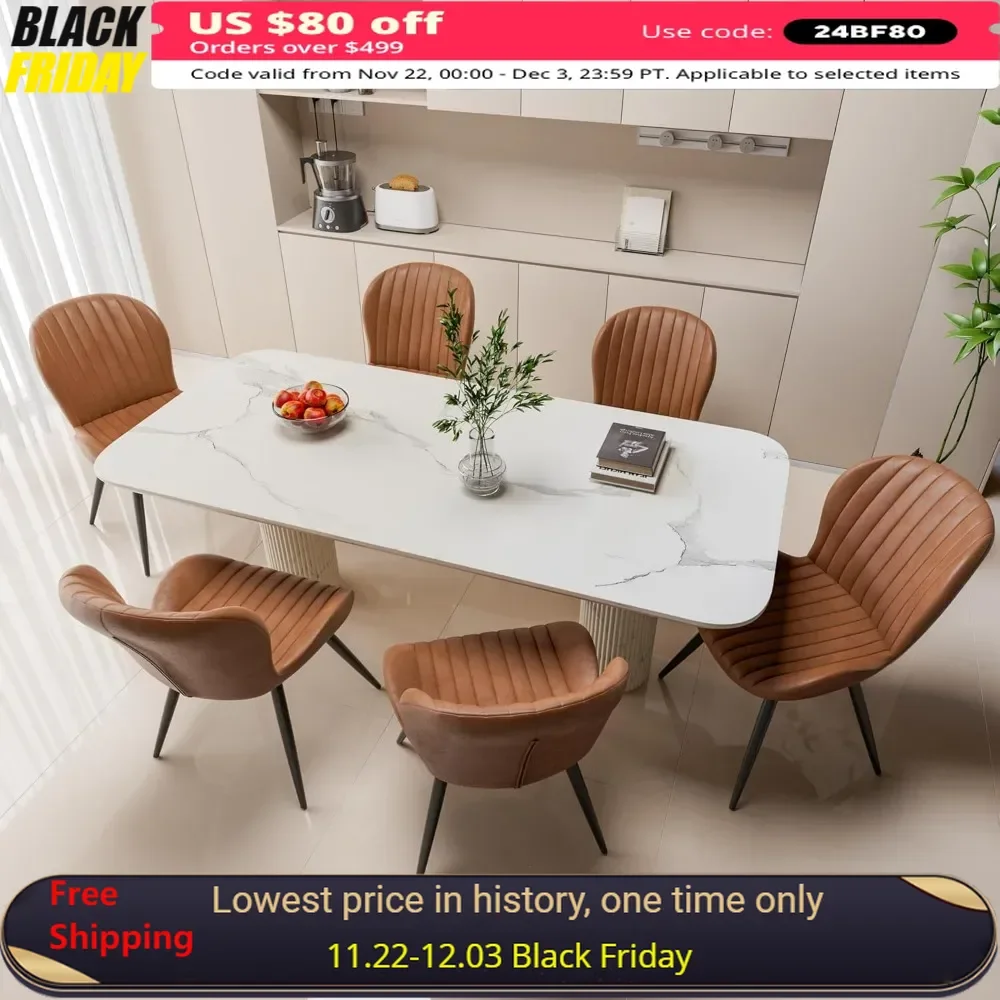 

Dining Room Chair Set of 6 with Sturdy Metal Legs, Stylish Shell Shape, Modern Upholstered Fabric Curved Backrest Dining Chair