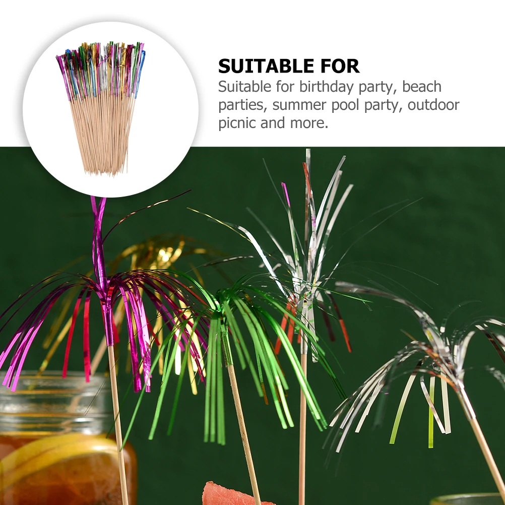 

100pcs Colorful Picks Premium Wood Disposable Appetizer Fruit Dessert Cake Cupcake Salad Picnic Bar Tool