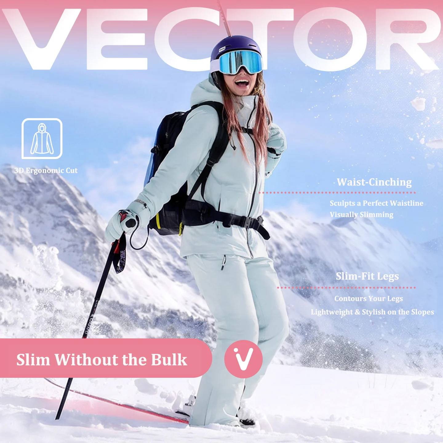 VECTOR Women's Ski Jacket Ski Pants Warm Waterproof Windproof Snowboard Ski Men's outdoor sports ski suits Trousers Snow Clothes