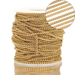 1M Stainless Steel Gold Color Punk Rock Braided Link Chain Choker for DIY Jewelry Making Necklace Findings Bracelets Accessories