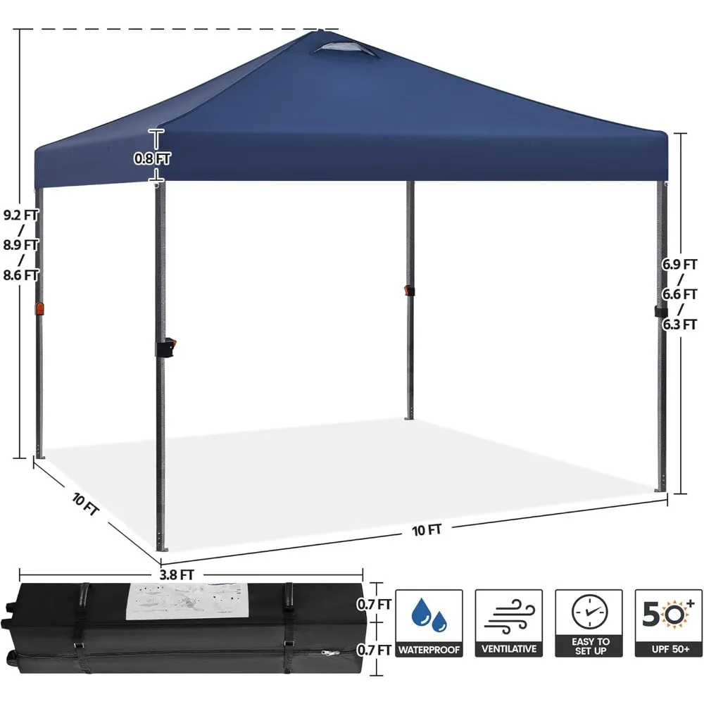Yaheetech مظلة فورية 10x10، خيمة خارجية من القماش المطلي بالفضة 150D من الدرجة التجارية مع حقيبة حمل بعجلات، تتضمن 4 رمل