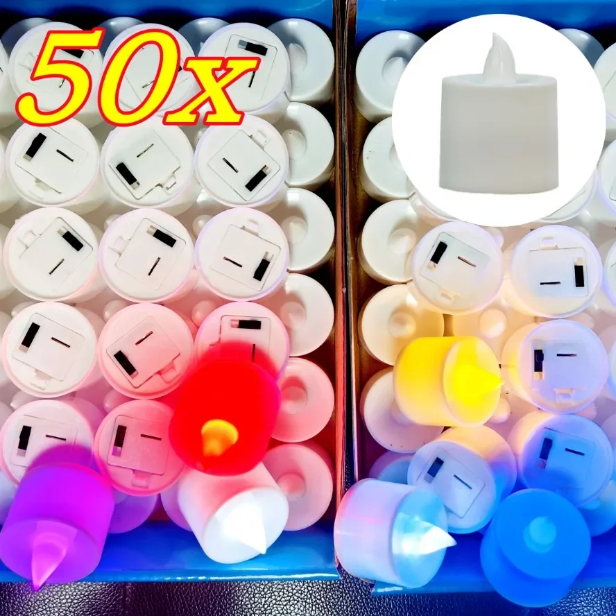 50PCS 1PCS Colorful LED Candle with Battery Tealights Switch Candles Flameless Wedding Home Christmas Decor Simulation Candle