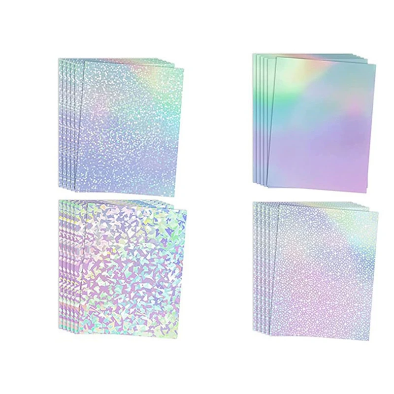 24 Sheets Vinyl Sticker Paper For Inkjet Printer - Printable Glossy Sticker Paper And Holographic Laminate Sheets-A22K