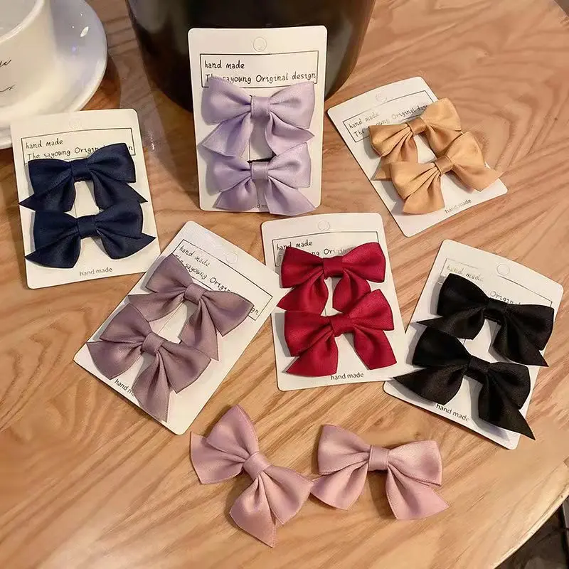 New Bow Headgear Sweet Little Girl Hair Accessories Cute Summer Girls Net Red Clips Baby Hairpins Children Hair Clips Gifts