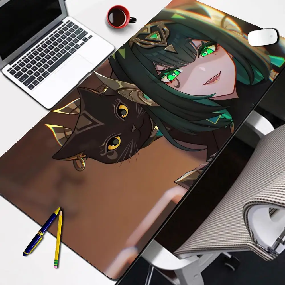 

New Nefer Genshin Impact Mouse Pad Anime Cute Girl HD Printing Mousepad Kawaii 900x400mm Non-slip Rubber Desk Mat Desk Protector