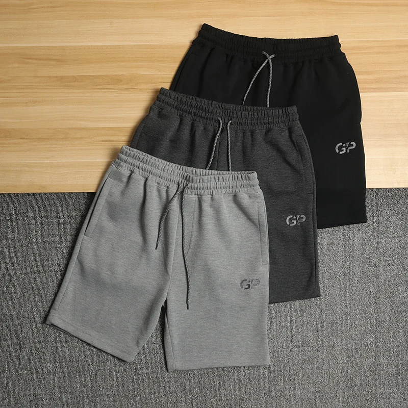 

Basic Men's Cotton Spor Casual Loop ort Pants Five-Quarter Length Trendy Straight Leg ket Detail Summer Youth Faion