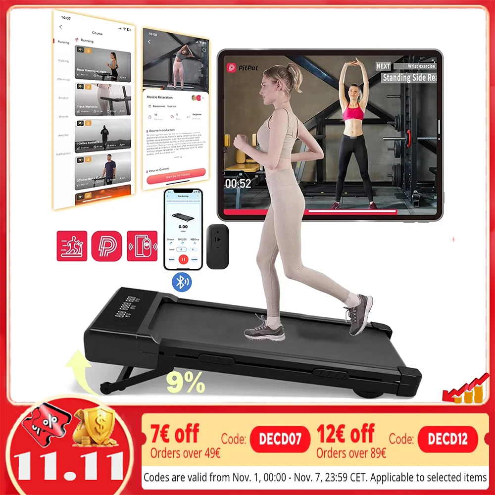 Tapis roulant pliable 9% inclinaison 3.8mph/6kph tapis de marche pour tapis roulants à domicile écran LCD APP surveillance 3.0HP moteur Machine d'exercice