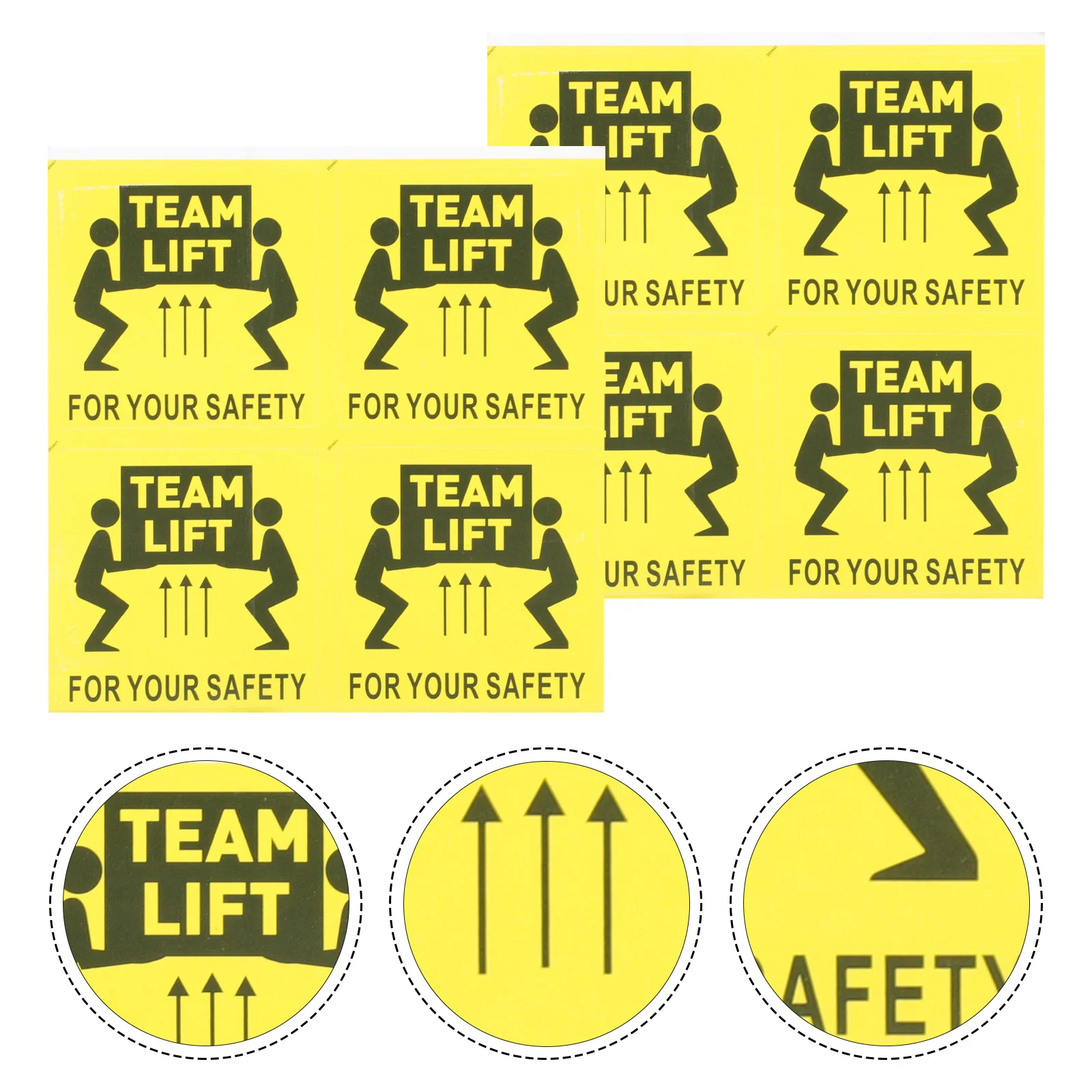 100Pcs Overweight Team Lift Warning Stickers Heavy Object Adhesive Safety Caution Decals Shipping Labels Team Lift Sign