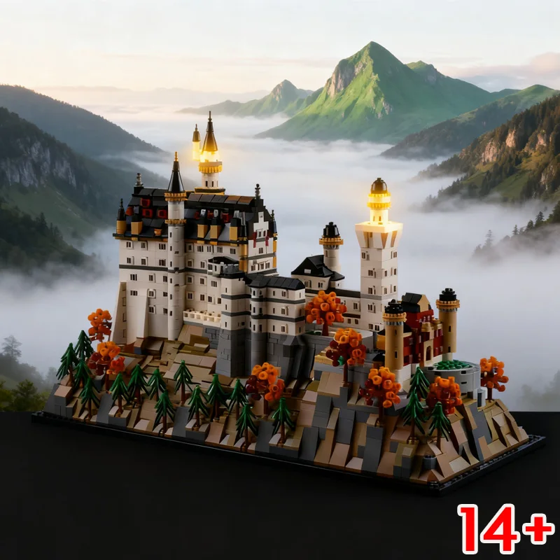 Navidad promocional 21063 Castillo de Neuschwanstein Kit de modelo arquitectónico paisaje del bosque europeo bloques de construcción para regalos