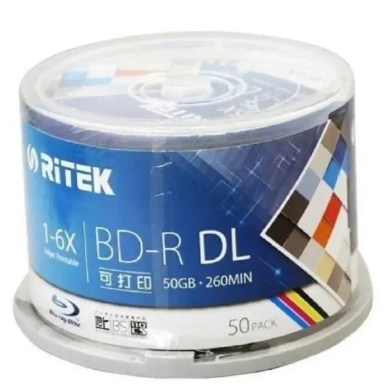 Ritek 50 pack/one box A+ quality Blank Printable Blu Ray DL 1-6x Dual Layer 50GB BD DL Disc Spindle box