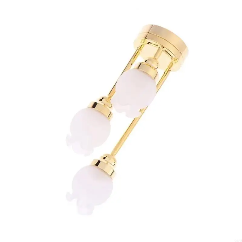 

3 Head Flower Shade LED Chandelier Dollhouses Ceiling Light 1/12 Home Accessories