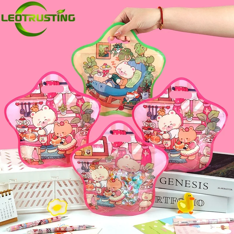 10/50 قطعة البلاستيك لطيف المحمولة سستة وجبة خفيفة الحقائب سميكة عيد ميلاد الطفل رياض الأطفال السكر الحلوى البسكويت مخبز حقيبة التخزين