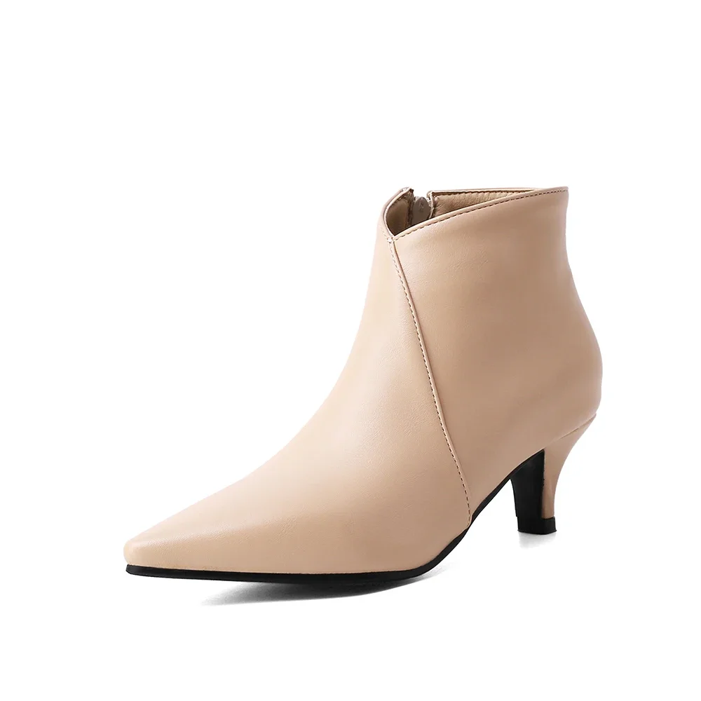 Brand New Sexy Brown Black Women Ankle Boots Fashion Pointed Toe Med Heels Lady Shoes Plus Big Small Size 10 30 43 48 view 2