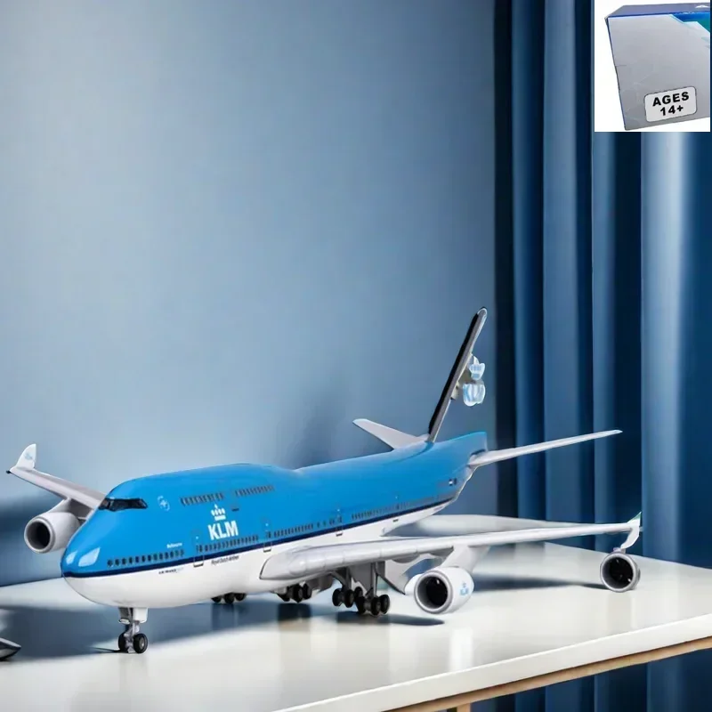 

1/157 Scale 47CM Airplane 747 B747 KLM Royal Dutch Airlines Model W Light & Wheel Diecast Resin Plane For Collection