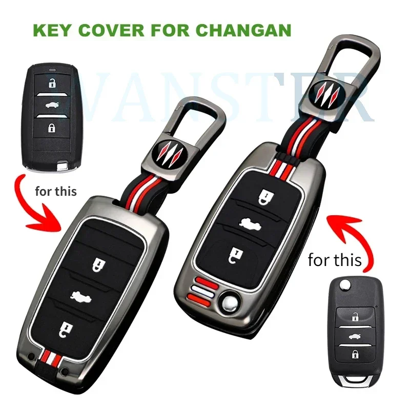 3 Bottons Metal Car Key Cover Fob Case Shell for CHANGAN Benni EV CS75 RAETON CS15EV E-Star EADO CS15 V3 V5 V7 for Chang An