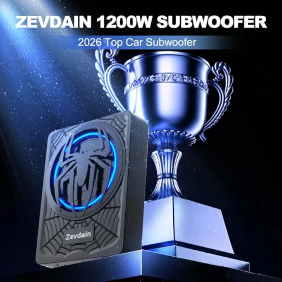 Under Seat Subwoofer For Car Audio Applications Featuring 1200W Power Handling Class D MOSFET Amplifier Black Aluminum Enclosur