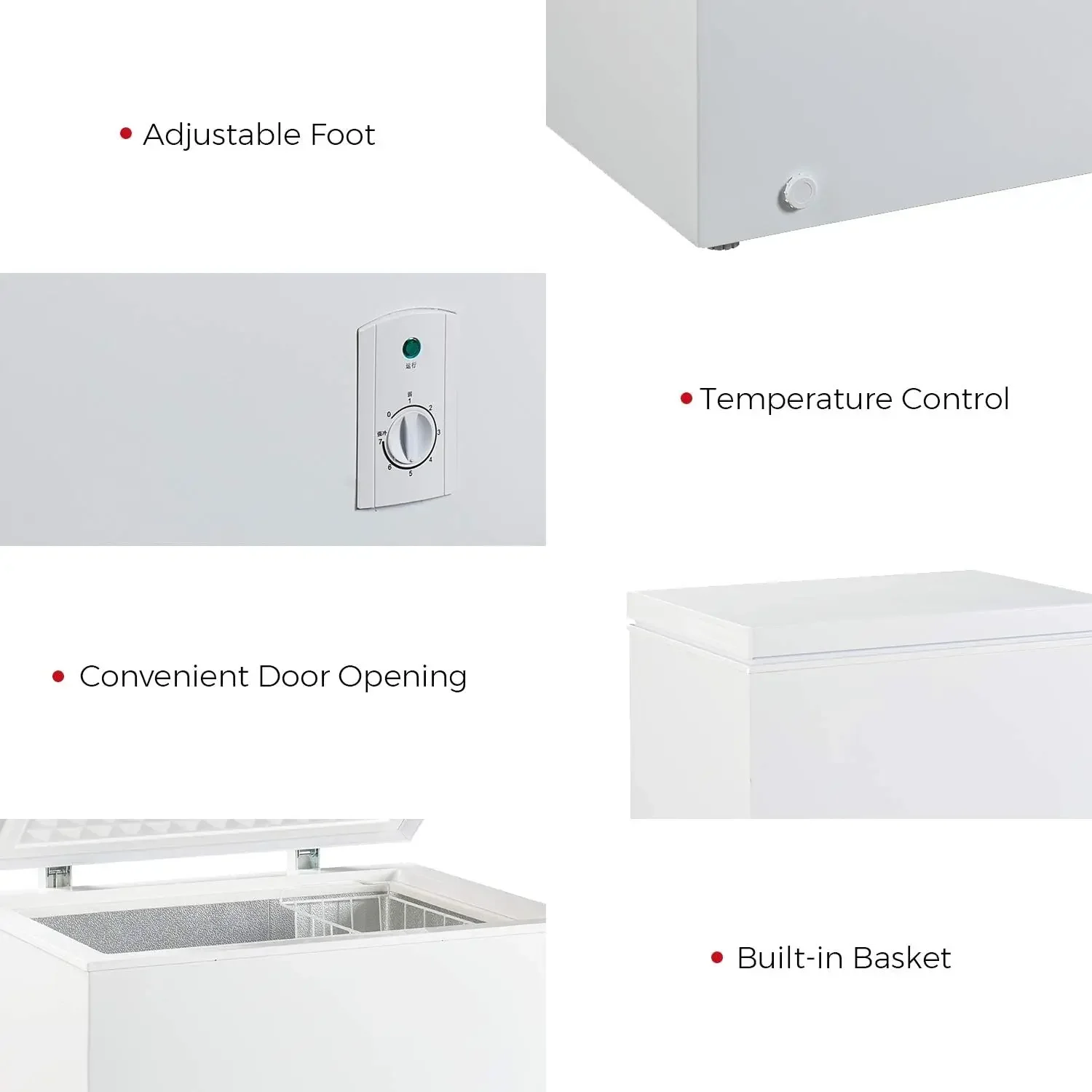 7.0 cu ft Top Chest Freezer with Adjustable Thermostat and Removable Storage Basket, Freezing Machine for Home and Kitchen