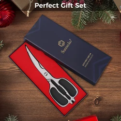 Sunnecko Professional Stainless Steel Kitchen Scissors Dishwasher Safe Heavy Duty Curved Blades Kitchen Shears Cutting Tools
