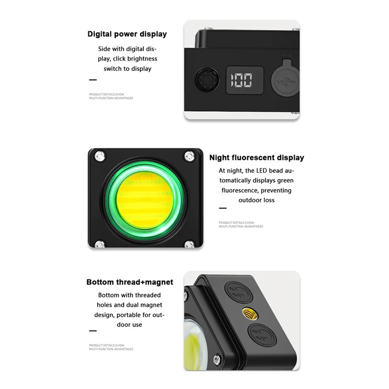 JABS-Ultra luminoso 3500LM Mini luce da campeggio USB-C ricaricabile 5 modalità di illuminazione portatile per emergenza esterna