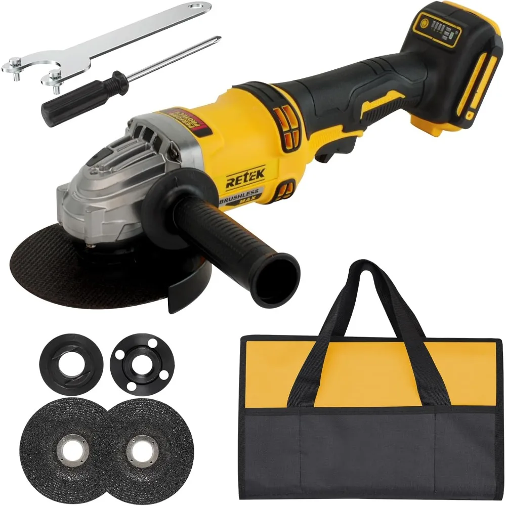 Gerinda Sudut Tanpa Kabel 20V MAX Baterai, Motor Tanpa Sikat 8000 RPM, 3 Buah Mata Gerinda 4-1/2 untuk Memotong, Menggerinda