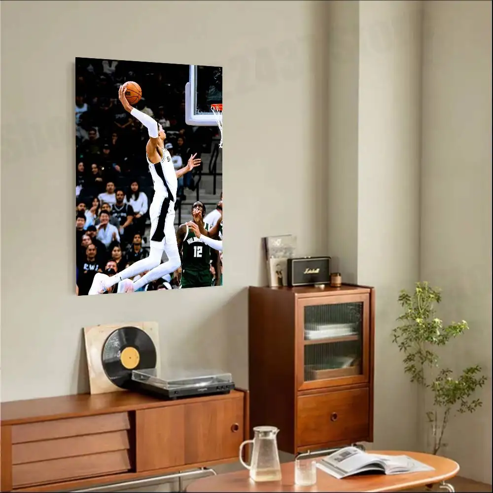 Basketball Star W-Wembanyama Vintage Retro Poster Sticker Classic Art Painting for Home Bedroom Cafe Office Wall Decor view 3