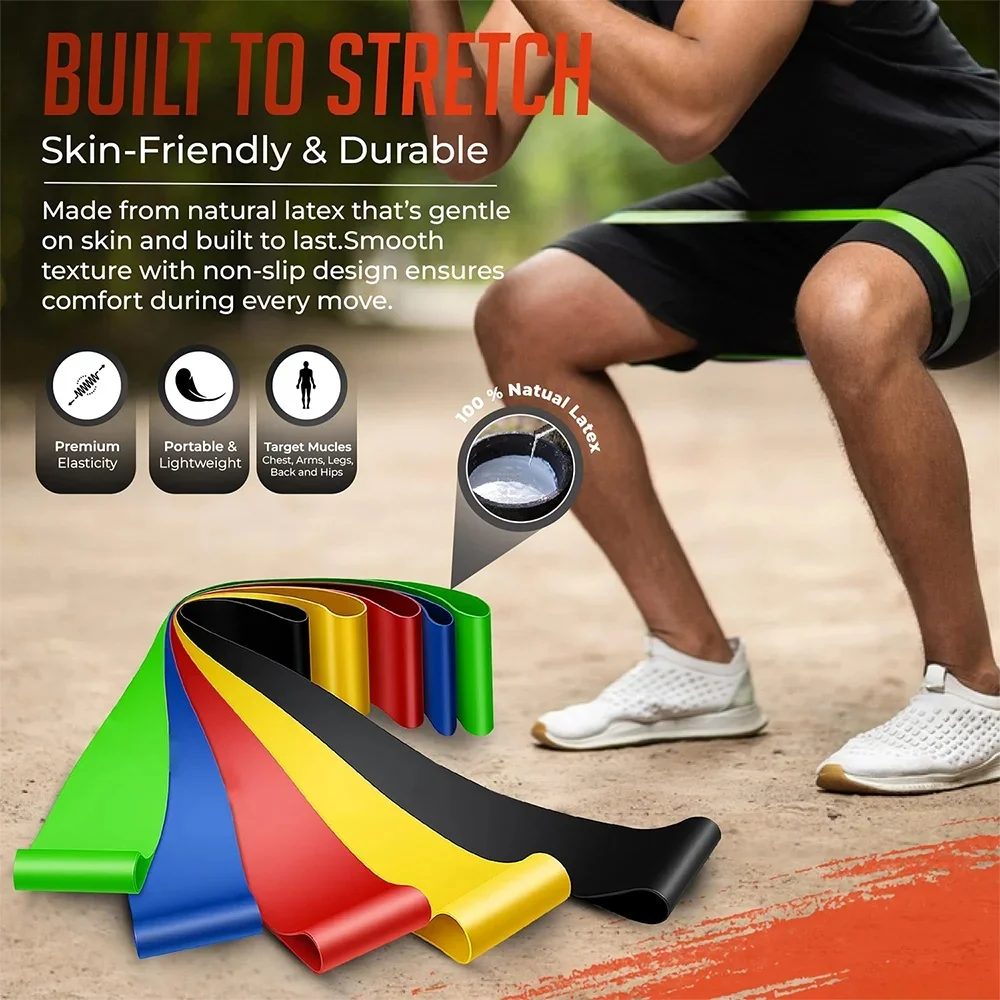 Verschiedene Widerstandsbänder, Yoga-Band, Fitness-Übungsbänder, Hüft-Spannungsband, Bein-Squat-Tanz-Elastikband, Stretch-Band – Detail 5