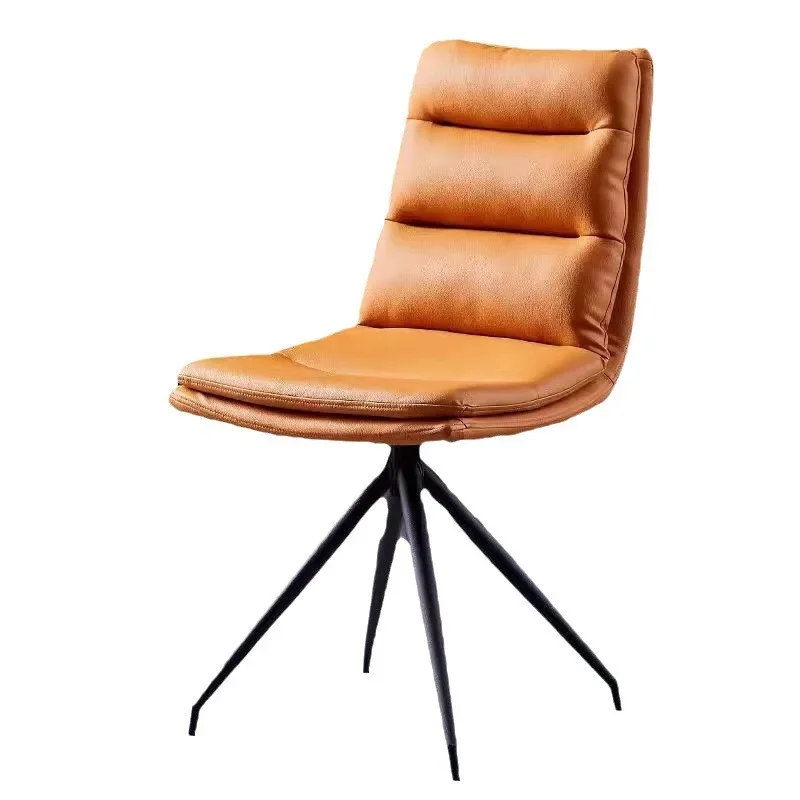 Simple modern back chair, light luxury Nordic, rotatable dining chair, household casual leather stool, dining table