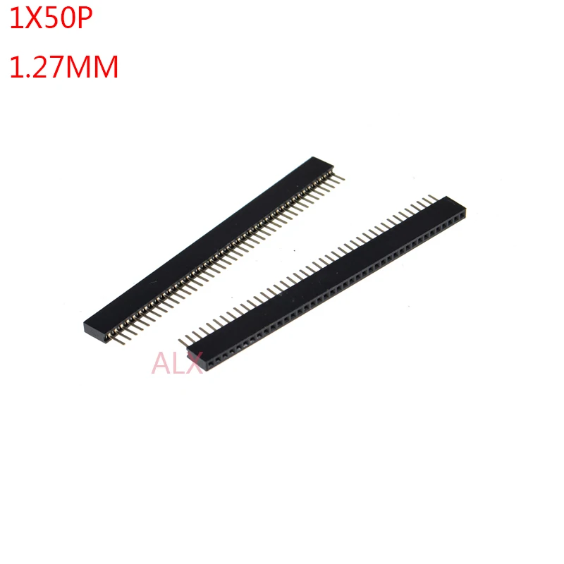10 PEÇAS Conector Fêmea Reto de Fila Única 1x50 Pinos, Passo de 1.27mm, Conector de Barra para Placa PCB