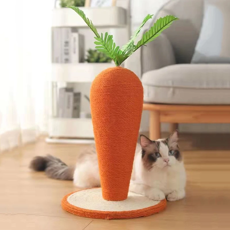 

Cat Climbing Frame Grasping Post Pet Toy Grinding Claw Cute Carrot Shaped Strong And Durable Sisal Rope Kitten Scratching Board